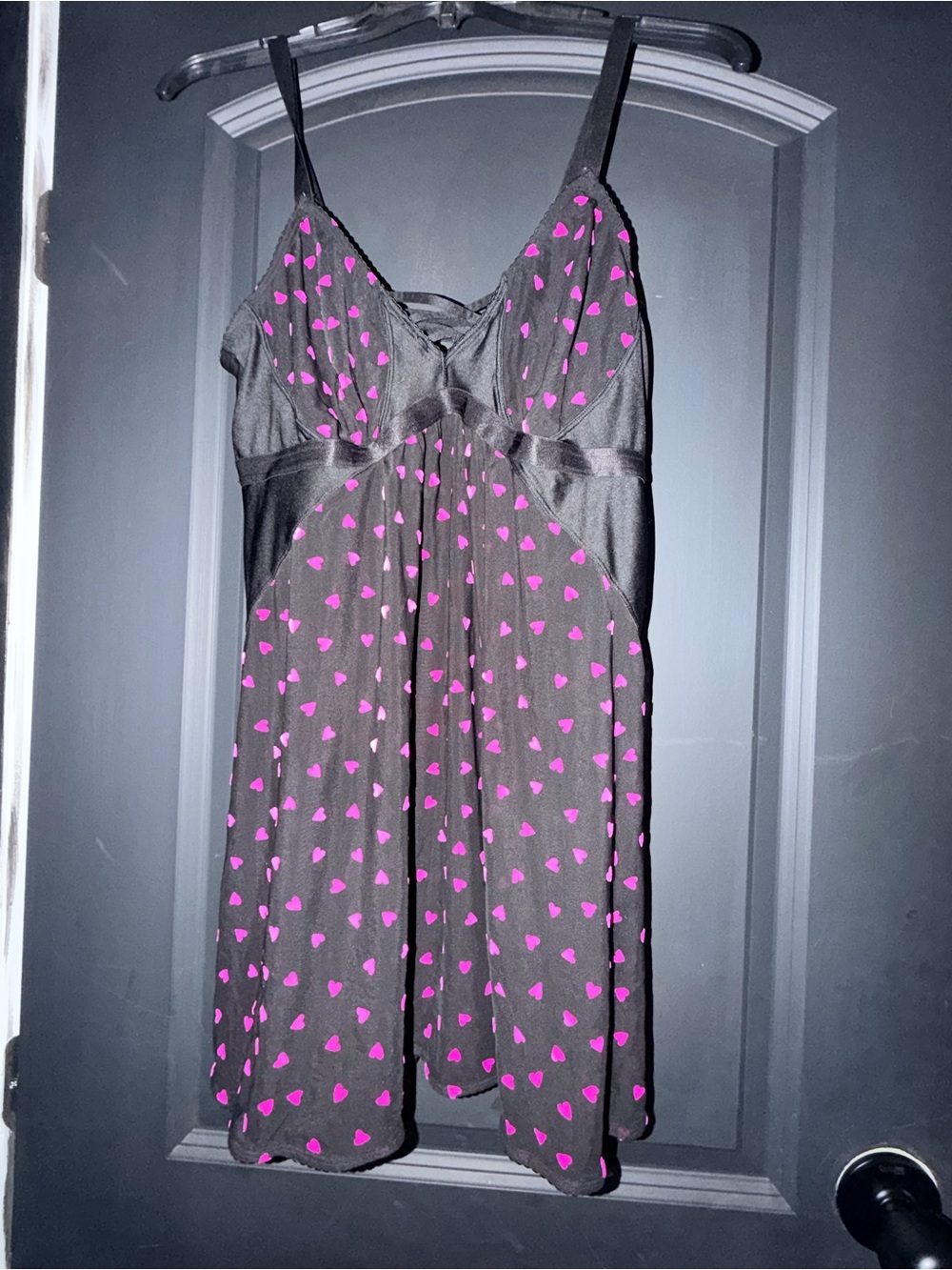 Torrid Black & Pink heart Mesh babydoll chemise 1x